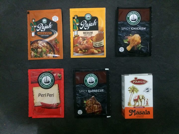 Assorted Robertson's spices and Pakco Masala